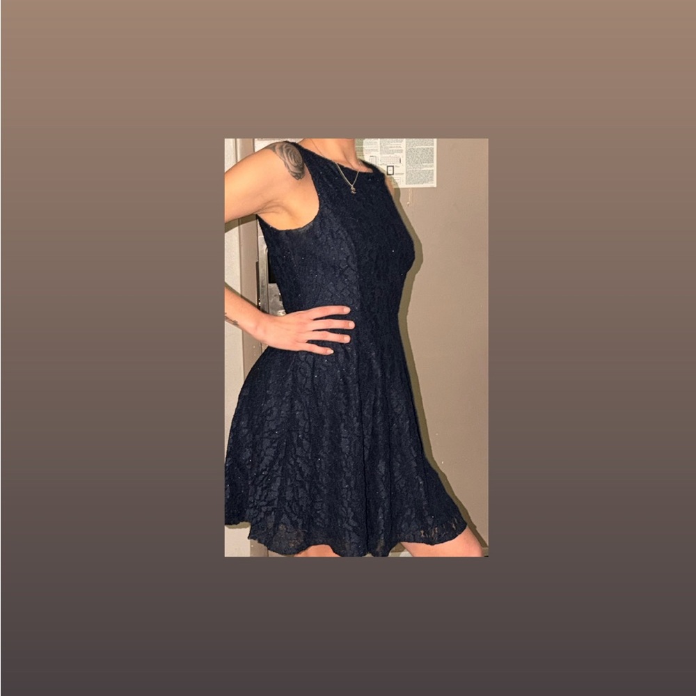 Elegant Blue Lace Dress